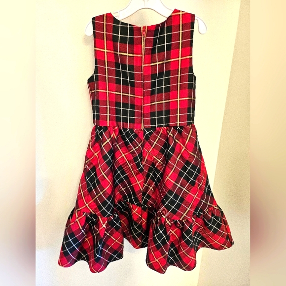 The children's place red plaid fit and flare bow christmas dress 8 - Picture 5 of 5